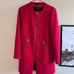 Zara Vibrant Red Trench Coat - Medium
